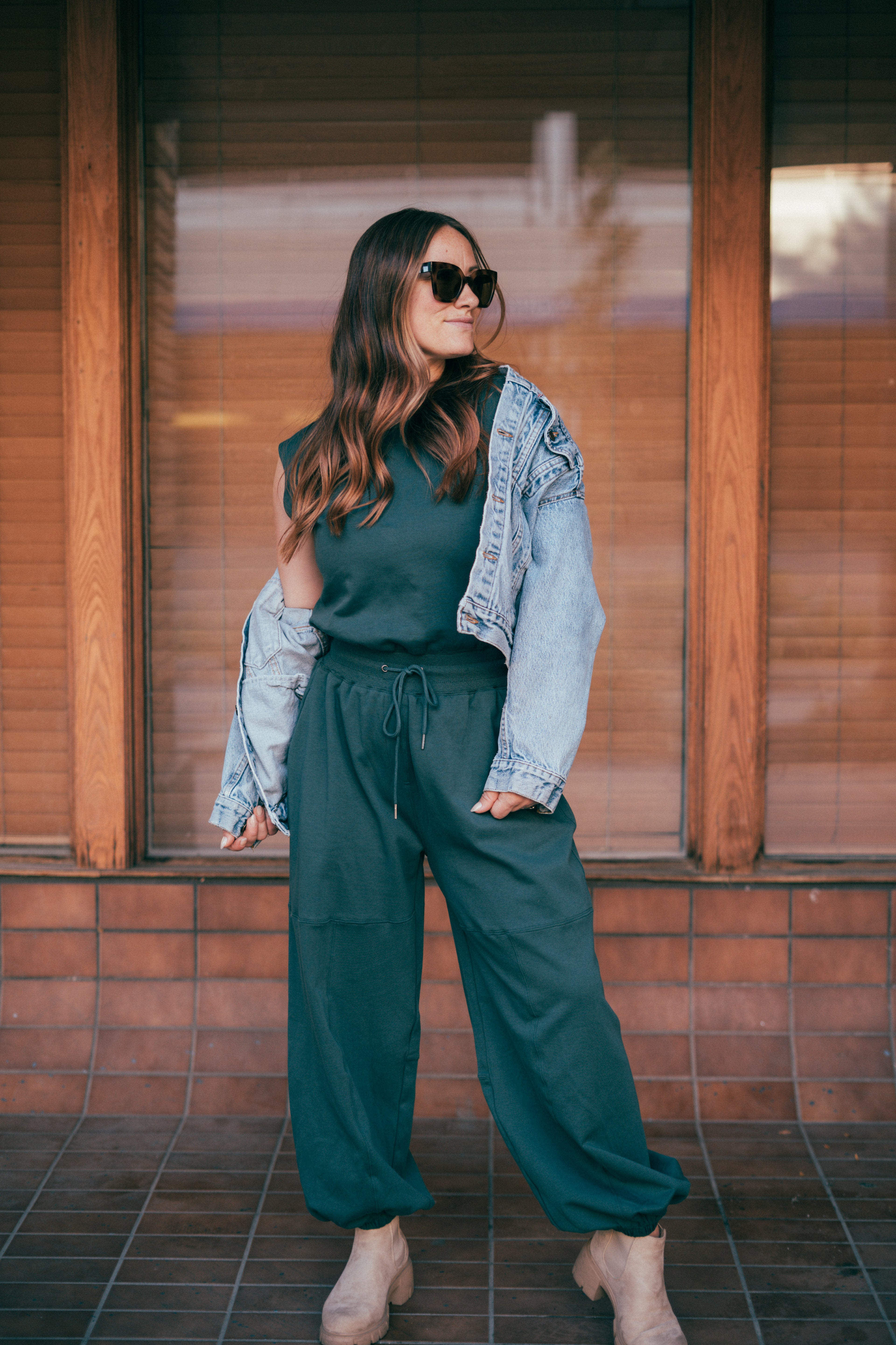 Drawstring Waist Sleeveless Knit Active Jumpsuit