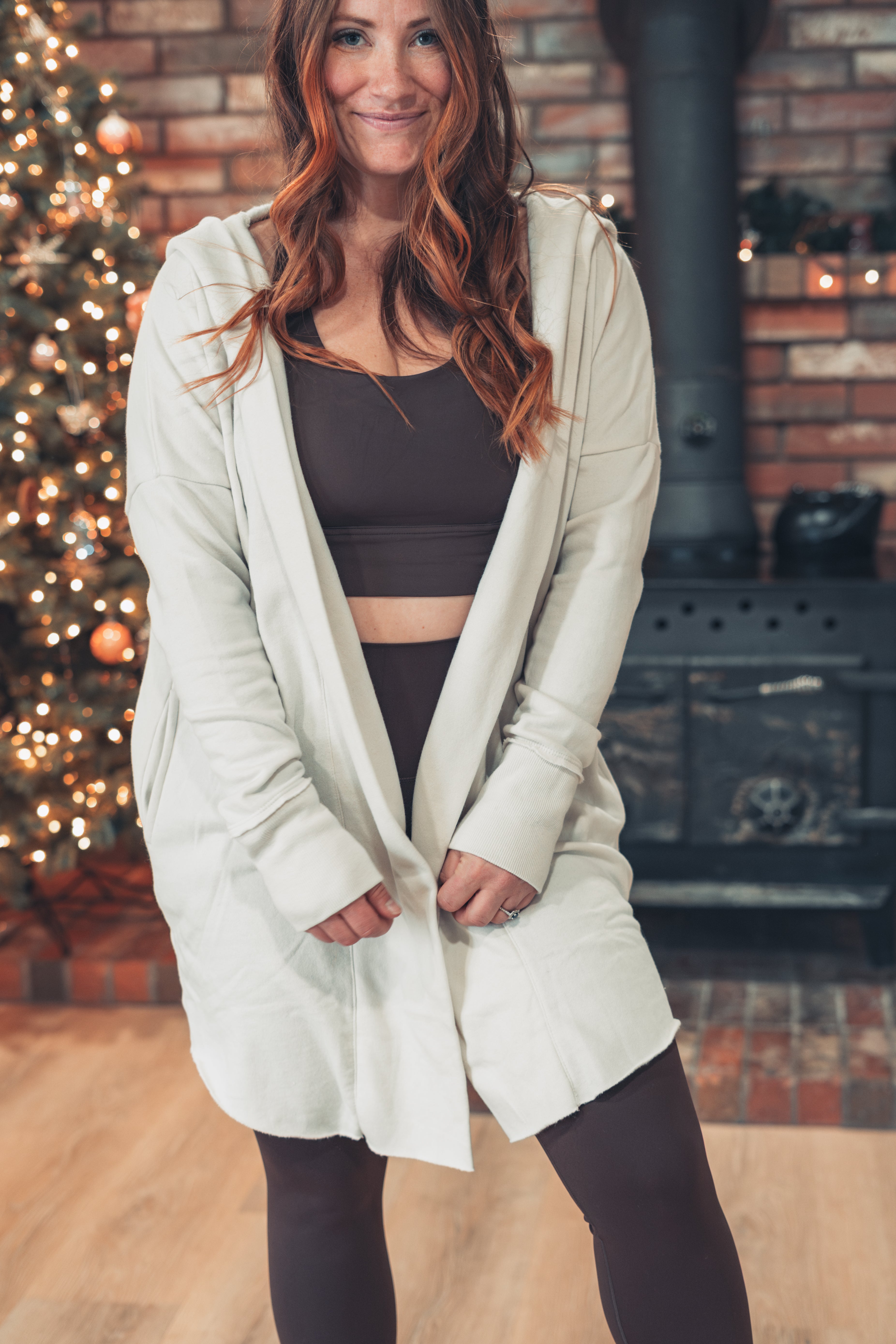 Open-Front Longline Hoodie Cardigan