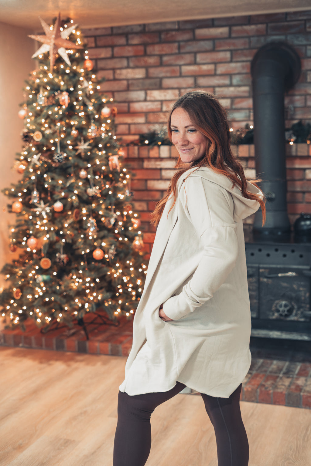 Open-Front Longline Hoodie Cardigan